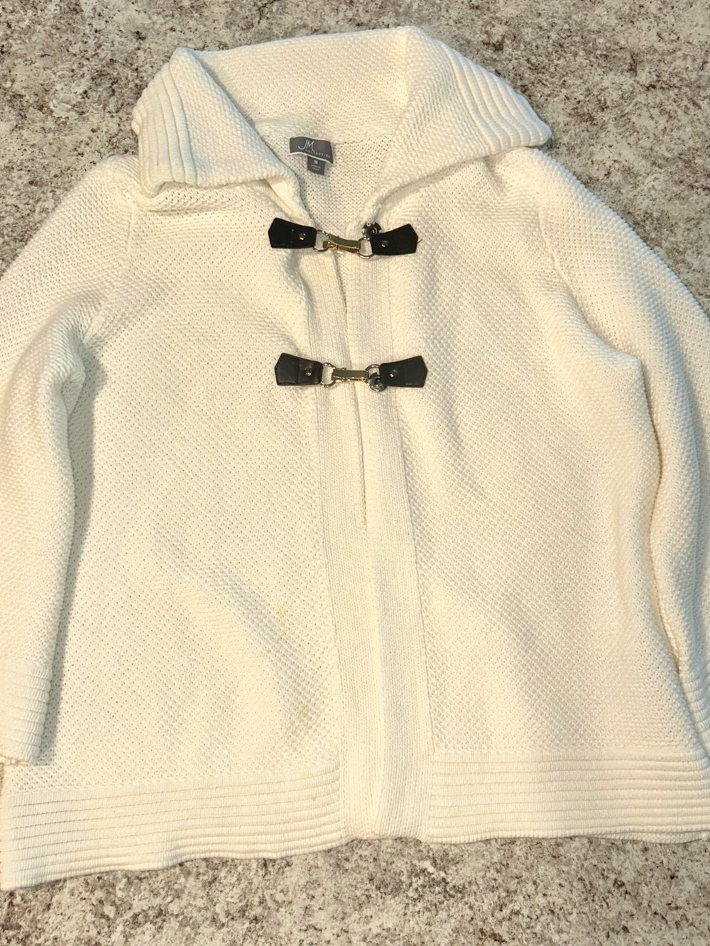 JM Collection Cream Hooded Knit Cardigan with Toggle Closures